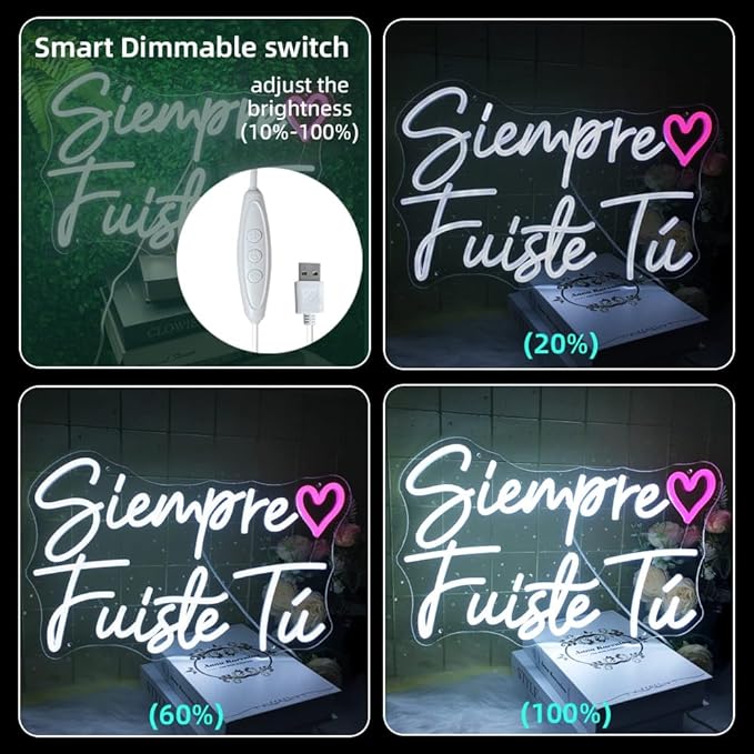 It Was Always You Neon Sign, LED Neon Lights Pink and White Love Quote Wall Art 17.5", USB power Señal neón 'Siempre Fuiste Tú' for Wedding Proposals, Anniversary Decorations and Romantic Celebrations