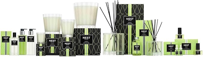 NEST New York Reed Diffuser, Bamboo - 5.9 fl oz - Fragrance for Up to 90 Days - Reusable, Refillable Glass Holder - Includes 8 All-Natural Reed Sticks - Flame Free