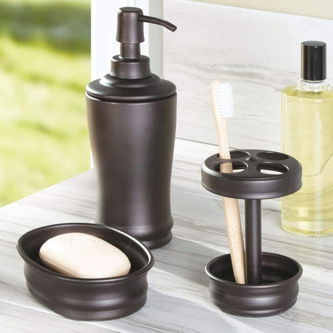 iDesign Kitchen Countertop Dish and Soap Saver The Olivia Collection, 5.5" x 3.75" x 1.5", Bronze