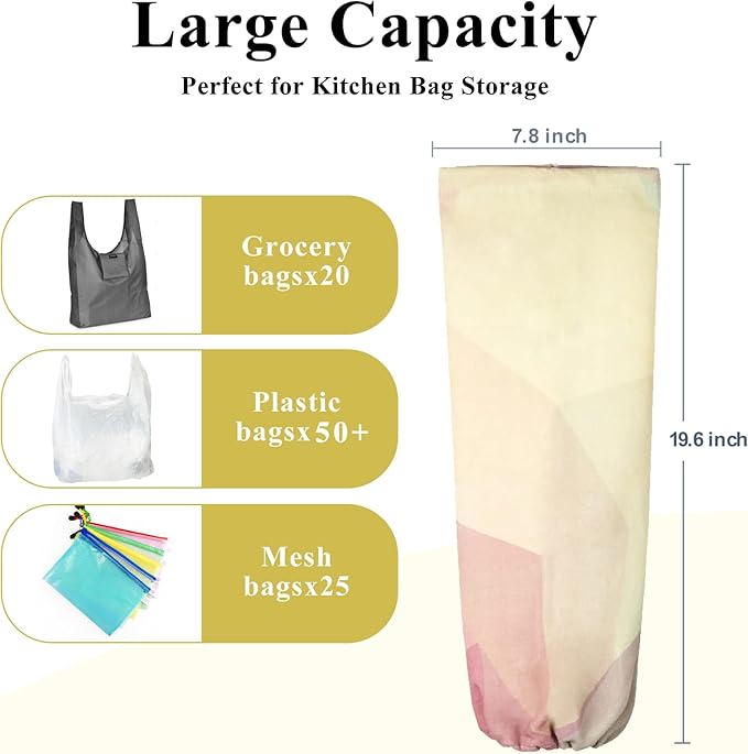 TOGETRUE Plastic Bag Holder, Wall Mount Plastic Bag Organizer Dispenser, Heavy Duty Grocery Bag Storage Holder for Home Kitchen Camper (Gradient)