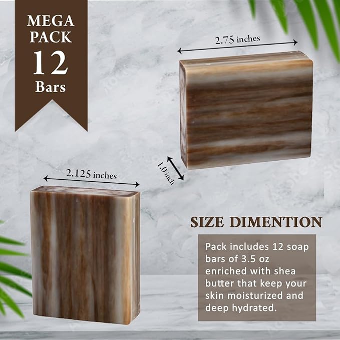 Sandalwood Scented Natural Soap Bars (5 Bars), 3.5oz Moisturizing French Triple Milled Soap Bars Enriched with Shea Butter - Pure Plant Oil Bath & Body