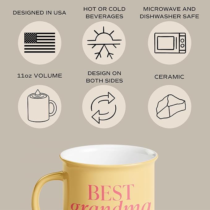 Sweet Water Decor Best Grandma Ever Coffee Mug - 11oz Ceramic Campfire Style Coffee Cup - Dishwasher and Microwave Safe - Mother's Day Gifts for Grandma, Gifts For New Grandmas