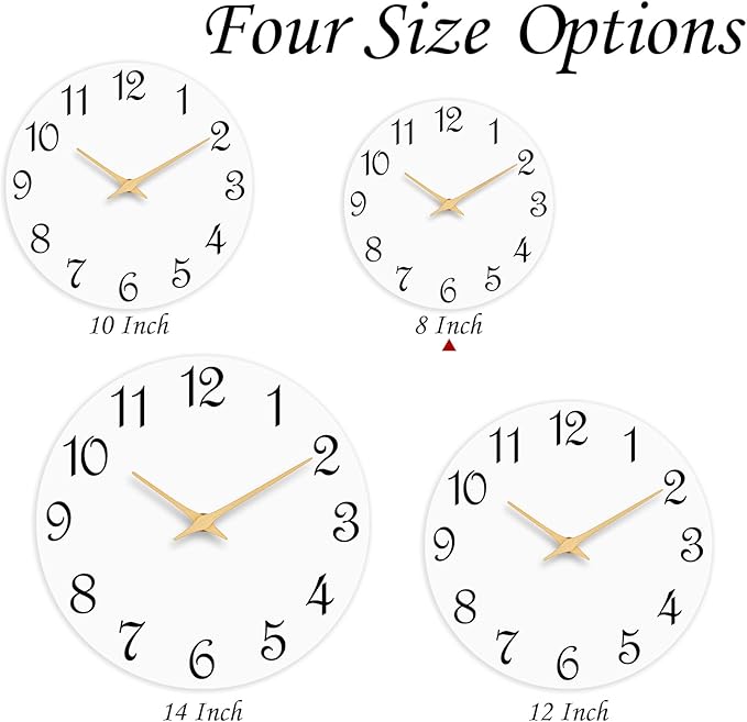 Wall Clock, 8 Inch Modern Wall Clocks Battery Operated, Small Silent Non Ticking Clock Decorative for Kitchen, Bathroom, Bedroom, Desk, Bookshelf (White)