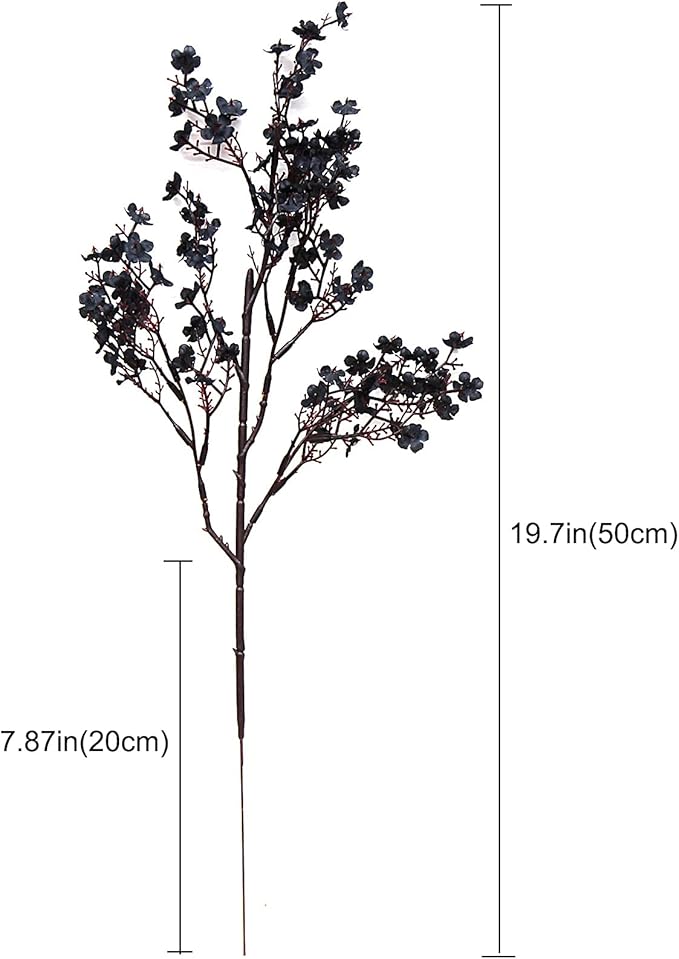 JAKY-Global Babys Breath Fabric Cloth Artificial Flowers 6 Bundle European Fake Silk Plants Decor Wedding Party Decoration Bouquets Real Touch DIY Home Garden (Black-6pcs)