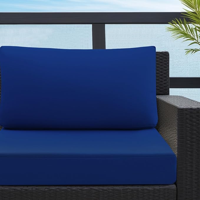 idee-home Outdoor Cushions for Patio Furniture, Outdoor Seat Cushion, Waterproof Hampton Bay Deep Seat Replacement Couch Chair Cushions for Garden Lawn Backyard Deck, 28.5 x 28.5 Navy Bue