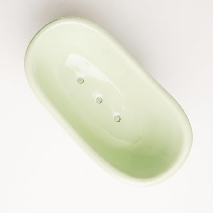 5.6" Ceramic Mini Bathtub Soap Dish Decortative Clawfoot Bathroom Soap Dish (Green Tea)