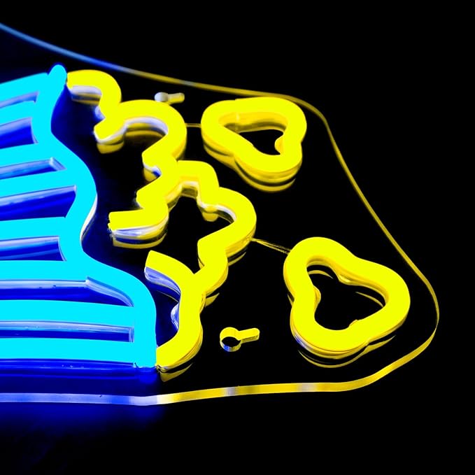 Lucunstar Movie Night With Popcorn Neon Sign, Room Lights for Wall Decor, Dimmable USB Neon Lights for Party, Theater Decor for Home