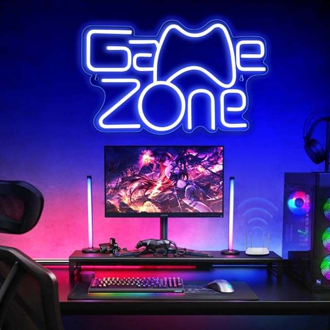 Game Zone Neon Sign for Gamer Room Decor, Gaming Light Led Sign with USB Powered for Boys Men Teen Bedroom Man Cave Game Room Wall Decor Accessories, Great Gift for Party Birthday Christmas