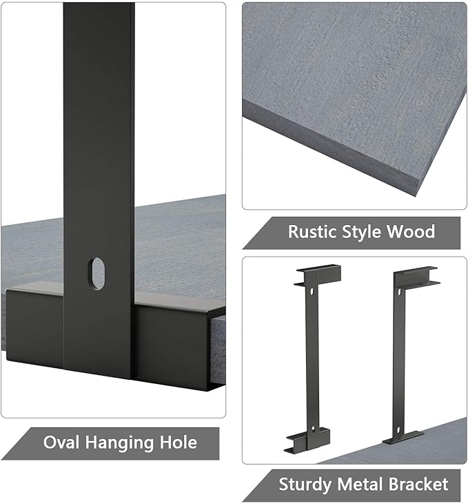 SRIWATANA Rustic Corner Shelf, 2-Tier Wood Wall Shelf, Wall Mounted Storage Shelves for Bedroom, Living Room, Bathroom, Weathered Grey
