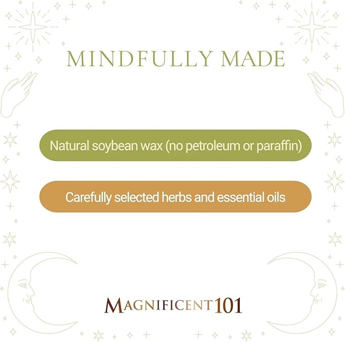 Magnificent 101 Long Lasting Set of 3 White Sage Leaf Scented Smudge Candle | 3.5 Oz Each - 42 Hour Burn | Soy Wax Candle for Energy Cleansing & Manifestation
