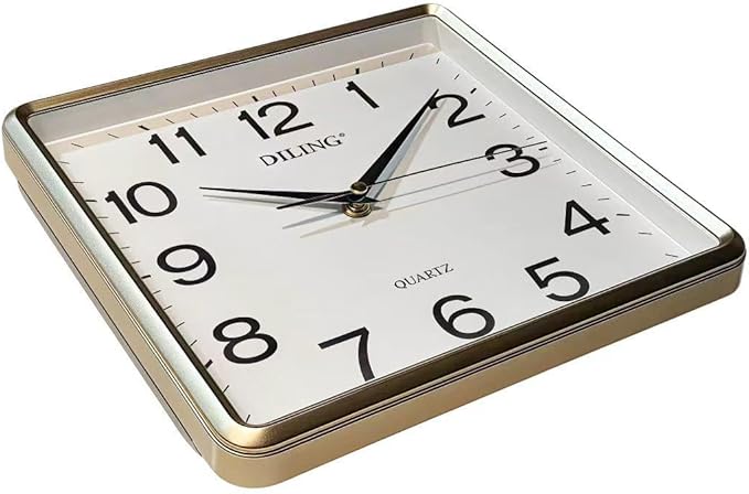 10 Inch Square Wall Clock Silent Non Ticking Quality Quartz High Accuracy Battery Operated Office Living Room Bedroom Kitchen or Study Decor