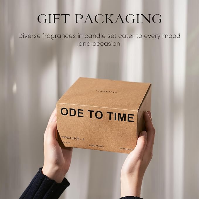 M&SENSE 4 Pack Candles Set for Home Scented Aromatherapy Candle Gift Set for Women Soy Wax Long Lasting Amber Jar Candles Gift for Birthday Housewarming Mother's Valentine Day