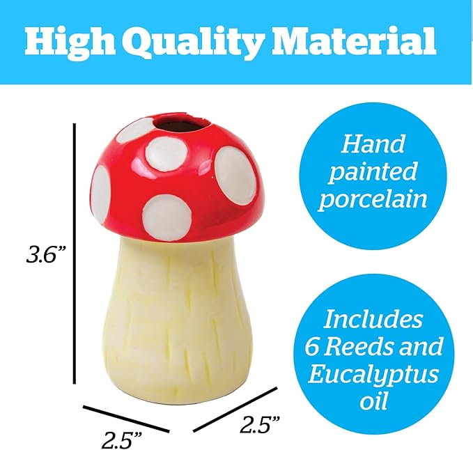 Mushroom Reed Diffuser, Eclectic Shelf Decor for Home Dorm or Apartment, Fragrant Bathroom Air Freshener, Unique Housewarming Gifts