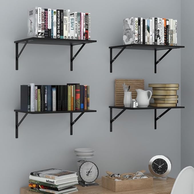 Deep Floating Shelves for Wall, 12 Inch Deep Black Shelves for Bedroom, Large Wall Shelf for Living Room, Kitchen, Bathroom, Laundry Room and Decor Storage