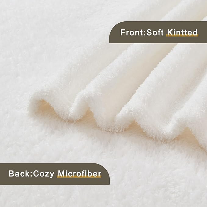 EMME Fluffy Soft Blanket Twin Size - 60"*80" Cream Soft Fluffy Warm Throw Blankets for Couch, Sofa, Chair, Bed, Camping, Picnic, Travel Lightweight Bed Blanket