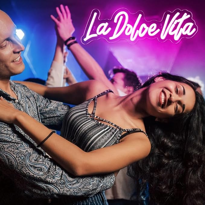 La Dolce Vita Neon Signs for Wall Decor Personalised Neon Lights Sign for Wedding Party Birthday Gift Neon Signs, Beautiful LED Neon Lights for Home Decor Girls Room