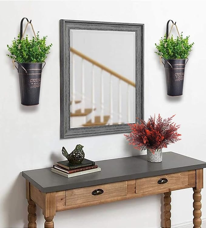 CATTREE Artificial Fern Shrubs Fake Boston Ferns Plant Bushes Plastic Leaves Plants Indoor Outdoor Garden Window Box Verandah Decor Party Table Centerpieces Wedding Christmas DIY Decoration Red 8 Pack