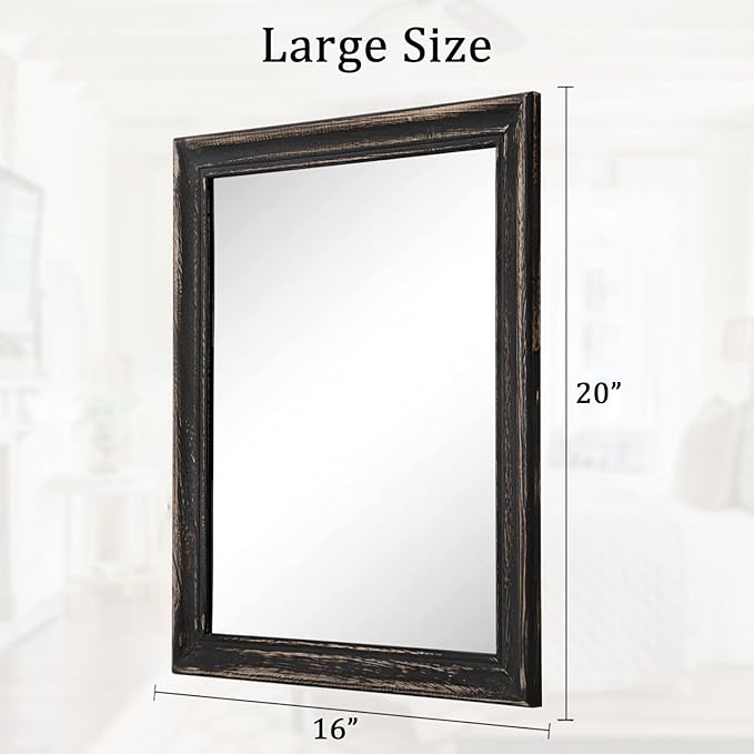 Large Mirrors for Wall with Wood Frame Rectanglular Wall Hanging Mirror 20"x16" for Bathroom Bedroom Vanity Entryway