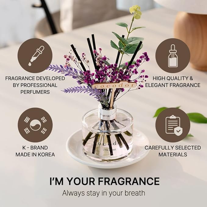 COCODOR Lavender Reed Diffuser/White Jasmine/6.7oz/1Pack / Home Fragrance Scent Essential Oil Stick Diffuser for Bedroom Bathroom Home Décor