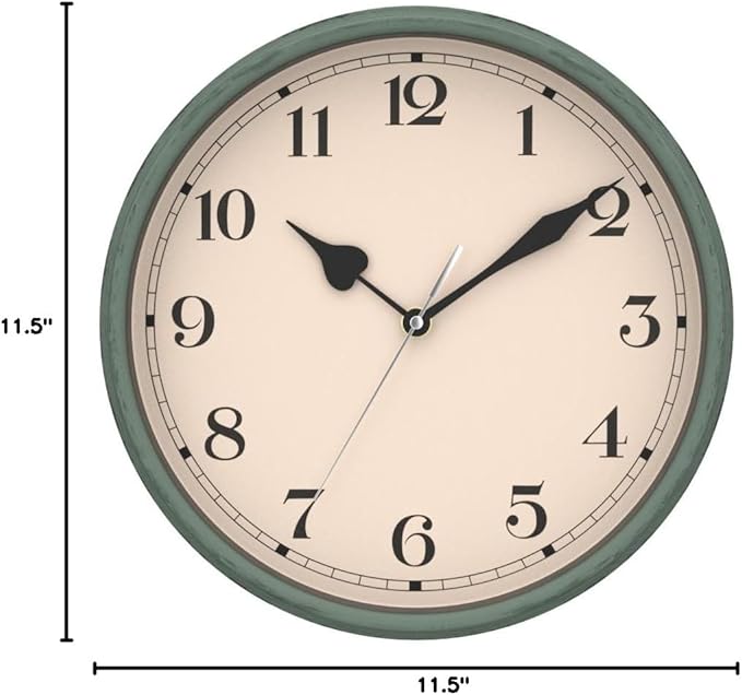 AYRELY® Decorative Vintage Wall Clock - 11Inch Silent Non-Ticking Clocks Battery Operated - Classic Decor for Living Room, Farmhouse, Kitchen, Bedroom, Bathroom (Classic Blue)