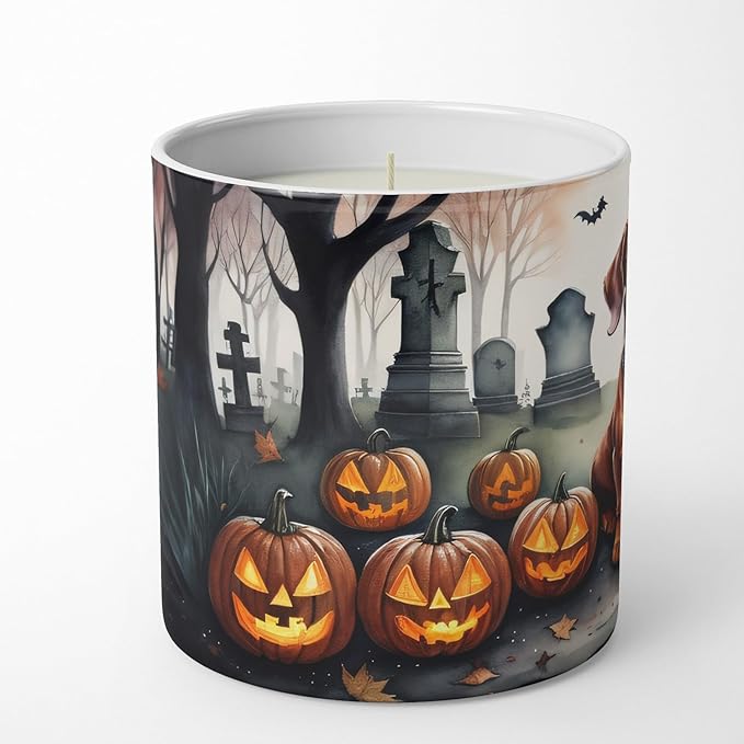 Caroline's Treasures DAC2035CDL Dachshund Spooky Halloween Decorative Soy Candle Nature Soy Wax Essential Oil Home Decor Ideal for Bedroom Kitchen Bath Office Gift, 10 oz