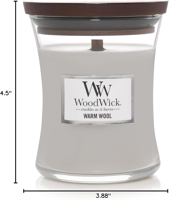 WoodWick Medium Hourglass Candle, Warm Wool, 9.7 oz