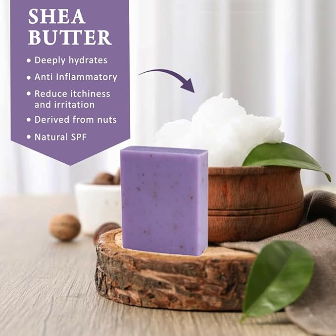Lavender with Flowers Scented Natural Soap Bars (6 Bars), 3.5oz Moisturizing French Triple Milled Soap Bars Enriched with Shea Butter - Pure Plant Oil Bath & Body Soap Bars