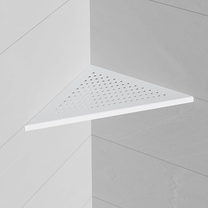 Neodrain 10 Inch White Bathroom Corner Shelf Set of 2, Floating Corner Shelves for Wall, 304 Stainless Steel Wall Storage Shelves for Bathroom,No Drilling