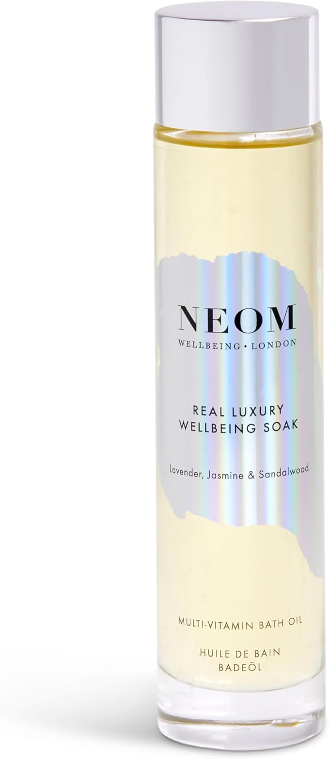 NEOM- Wellbeing Soak Bath Oil, 100ml (Real Luxury) | Lavender, Jasmine & Sandalwood | Rosehip, Coconut & Almond Oil
