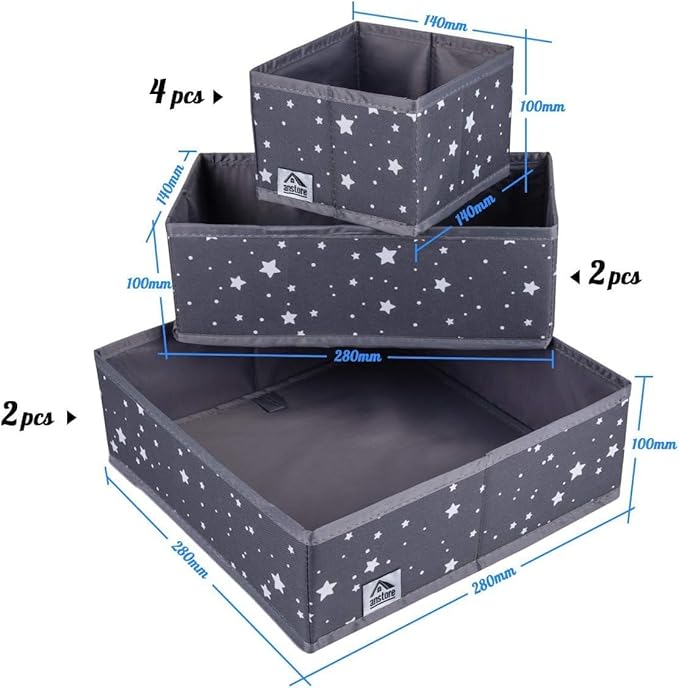Drawer Organizer Clothes, 8 Pack Underwear Organizer, Foldable Closet Organizers and Storage drawer dividers for clothes, dresses and Socks