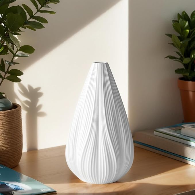RONDURE 12.5" Modern Table Lamp, Modern Bedside Lamps for Bedroom, Living Room and Nightstand, White Translucent Ceramic Shade, Warm Ambient Lighting, Home Decor
