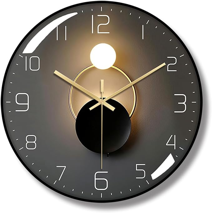 ErgoCar Silent Modern Art Deco Metallic Wall Clock - Non-Ticking & Suitable for Living Room & Bedroom
