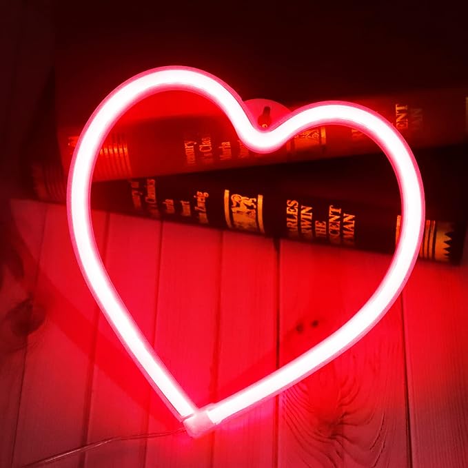 Heart Neon Signs Valentine’s Day Lights, Love LED Signs USB/Battery Operated Night Lights for Home, Wall, Mother’s Day, Wedding, Christmas Decor-Heart(Red)