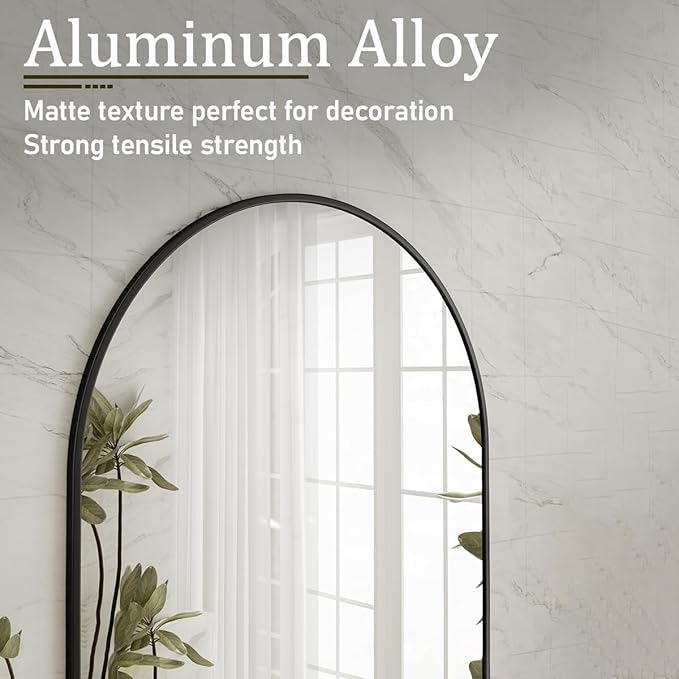Black Oval Wall Mirror, 22x38 inch Oval Bathroom Mirror, Wall Mounted Vanity Mirror with Metal Framed, Tempered Glass and Reflective High Definition, Mounted Horizontally or Vertically