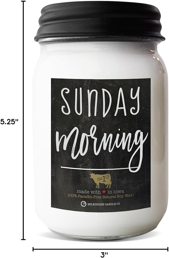 Milkhouse Candle Company - Sunday Morning - 13oz Beeswax and Soy Candles - Farmhouse Collection - 100% Natural, Paraffin Free, with Premium Fragrance Oil, Glass Jars with Lids