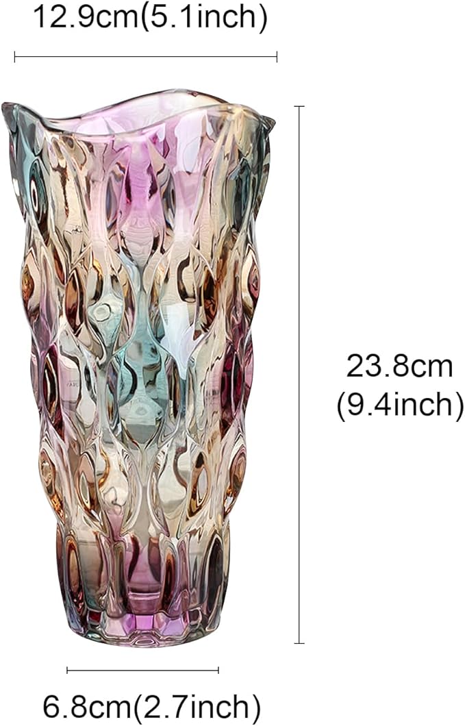 CEMABT Glass Vases for Flowers,Thickened 3.4 lb Morden vases for Tables Centerpieces, vase for Home Decor, Crystal,Colorful and Clear Rose Large Vases Christmas Day Gifts(Heavy Duty)