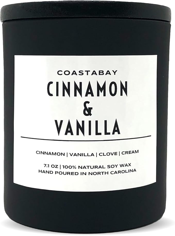 Cinnamon and Vanilla Candle | Natural Soy Scented Candles, Long Burning 45 Hour, Jar Candles, Holiday and Winter, Infused with Highly Scented Non Toxic Essential Oils, 7.1oz
