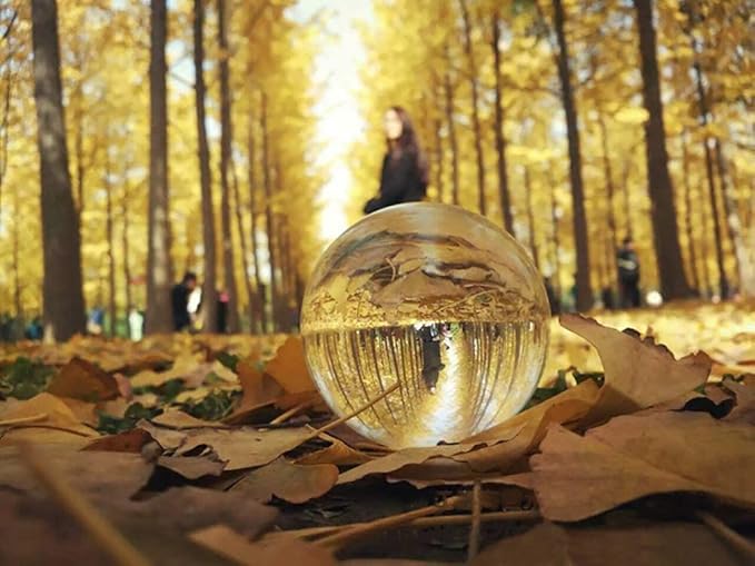 Crystal Ball Glass Globe Decor - Crystal Sphere with Stand & Gift Box, Clear Decorative Crystal Globe, 3D Crystal Ball for Home Decor Photography, Gazing Divination Fengshui Meditation, 3 inch/80mm