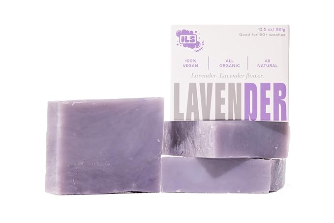 Lavender Organic Soap Bar - Made in USA - All Natural Bath Soaps for All Skin Types - Plant Based, Cold Process and Handmade - (3 Pack)