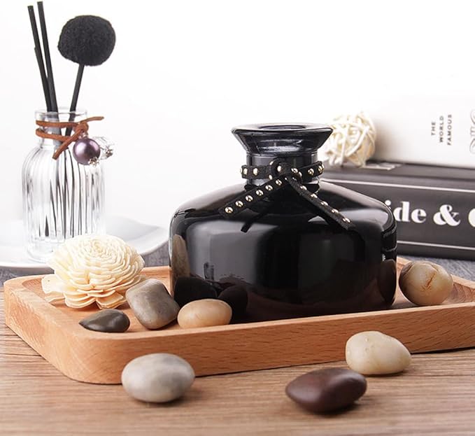 200 ml/6.7 oz Empty Glass Diffuser Bottles Refillable Aromatherapy Jar Container DIY Replacement Reed Diffuser Accessories Essential Oils Crafts Decor(Black)