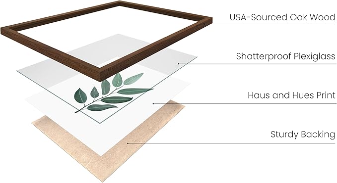 HAUS AND HUES Plant Wall Art - Botanical Prints Wall Art, Green Wall Art Collection Set Plant Pictures Wall Art, Leaves Paintings For Wall Minimalist Wall Art Sage Green Decor (8x10, Framed Walnut)