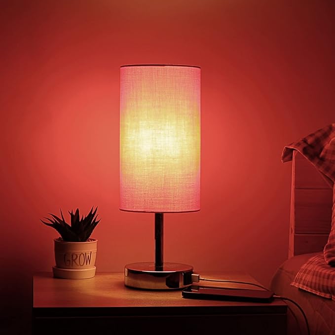 Yarra-Decor Bedside Lamp with USB Port - Touch Control Table Lamp for Bedroom (Red)