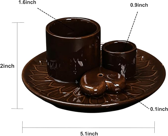 4 in 1 Incense Burner Holder,Incense Sage and Palo Santo Holder,Incense Stick Holder,Ceramic Incense Holder Ash Catcher,for Meditation Room (Black)