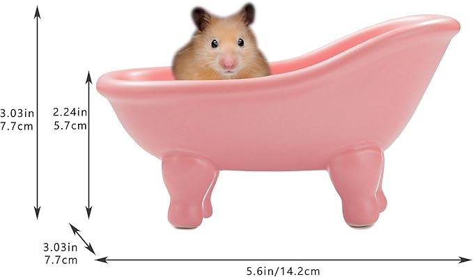 1 Piece 5.6" Colorful Ceramic Mini Clawfoot Bathtub Soap Dish Decortative Soap Dish Small Planter Makeup Organizer Container Hamster Bathtub(Pink)
