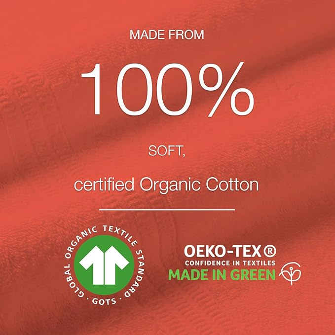 HOMELOVER 4 Piece Luxury Bath Towel Set - 100% Organic Cotton, 500 GSM, Hotel Quality, Highly Absorbent, Soft & Quick Drying Bathroom Towels for Showering, Washing & Guests (Coral Orange)