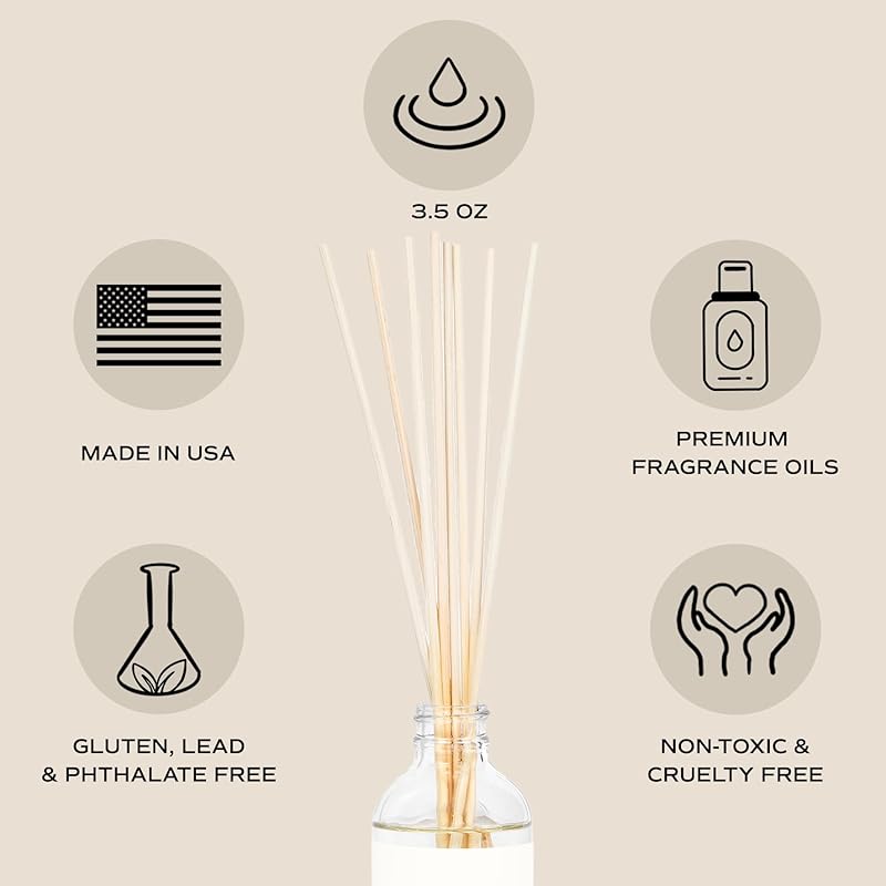 Sweet Water Decor Fresh Apple Blossom Reed Diffuser Set - Apple Blossom, Pear, and Sandalwood Scented Diffusers - Scent Diffusers for Home, Long Lasting Fragrance, Made in the USA