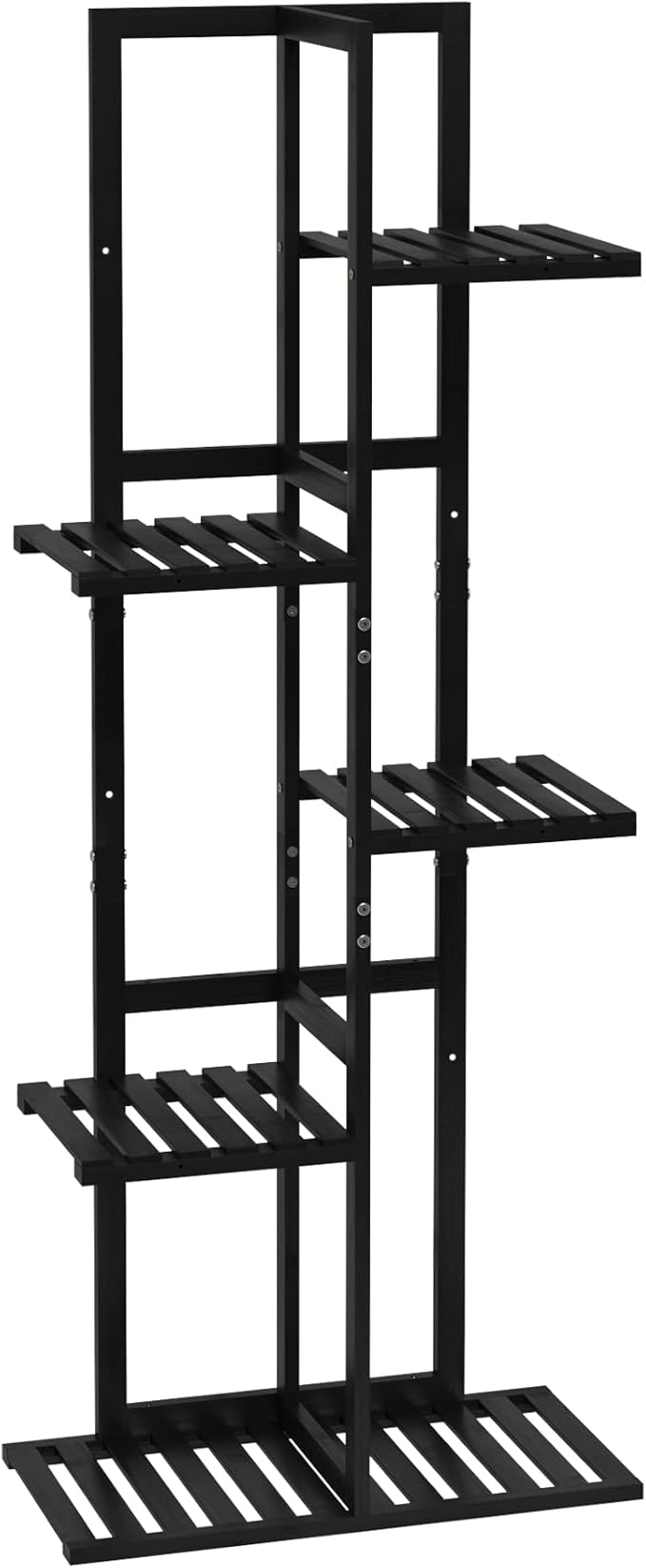 Laiensia 5 Tier Bamboo Plant Stand Rack 6 Potted Multiple Flower Pot Holder Shelf, Indoor&Outdoor Planter Display Shelves for Patio Garden, Living Room, Corner Balcony and Bedroom,Black