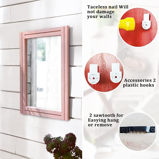 AAZZKANG Rectangle Mirror with Wood Framed Modern Farmhouse Hanging Wall Mirrors Decor for Bedroom Bathroom Living Room Home Entryway