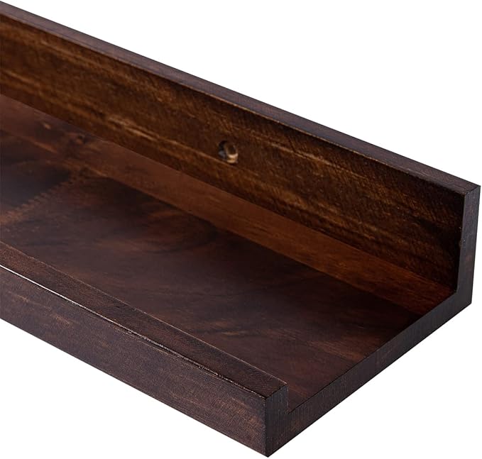 MBYD Floating Shelves 3 Same Dimensions, 24 Inch Deep Walnut Solid Wooden Shelves for Wall, Wall Mount Picture Ledge Wall Shelf for Home, Kitchen, Office, Living Roo