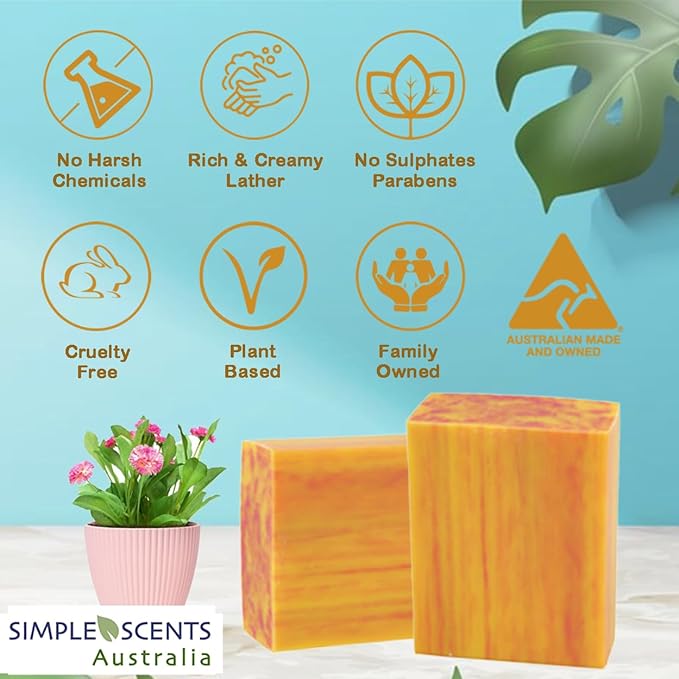 Peach Scented Natural Soap Bars (6 Bars), 3.5oz Moisturizing French Triple Milled Soap Bars Enriched with Shea Butter - Pure Plant Oil Bath & Body Soap Bars